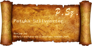 Petyka Szilveszter névjegykártya
